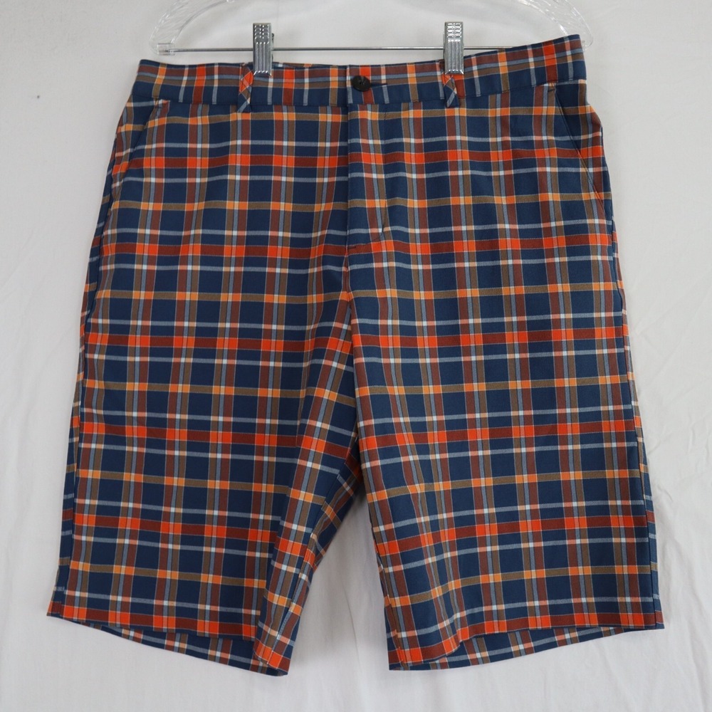 Adidas Golf Shorts Mens 34 Performance Chino Resort Casual Flat Front Plaid